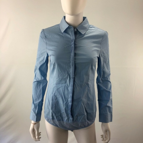 Blouse Long Sleeve Top Blue Large Button Down - Picture 1 of 8